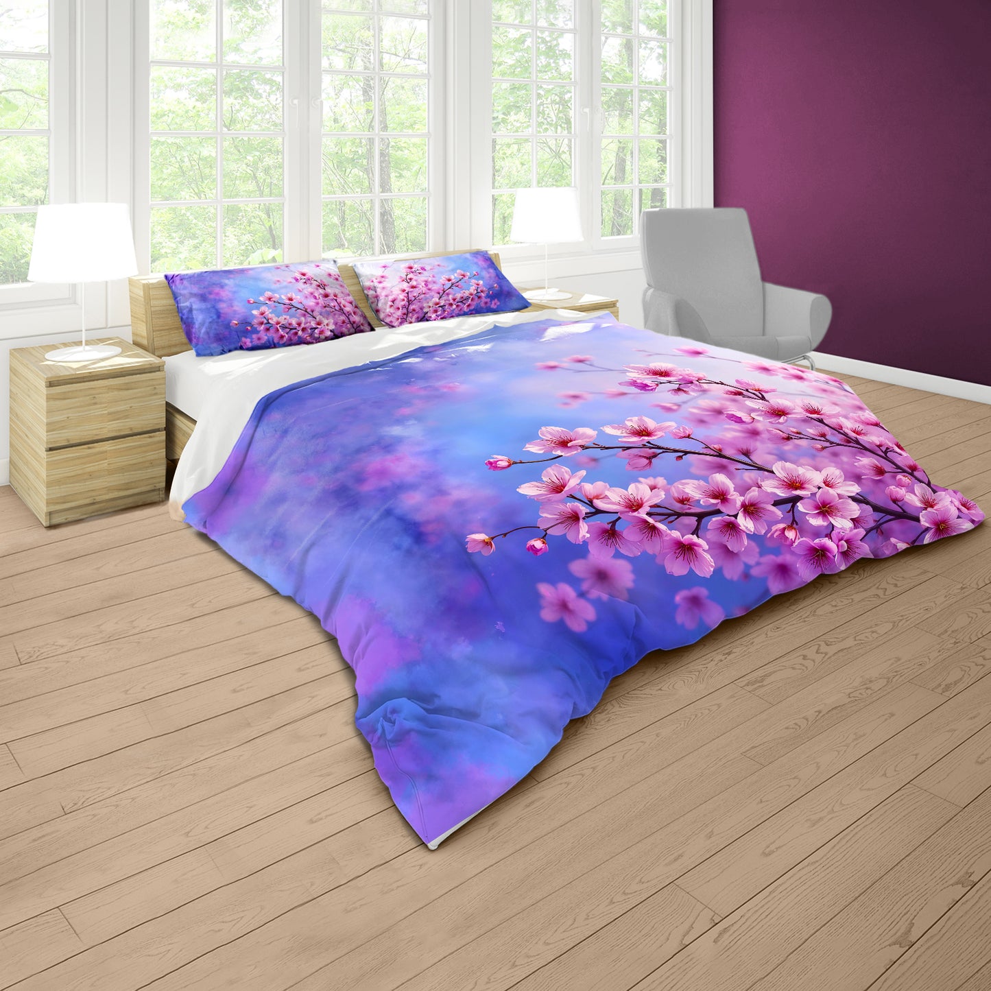 Cherry Blossom Petals Duvet Cover Set