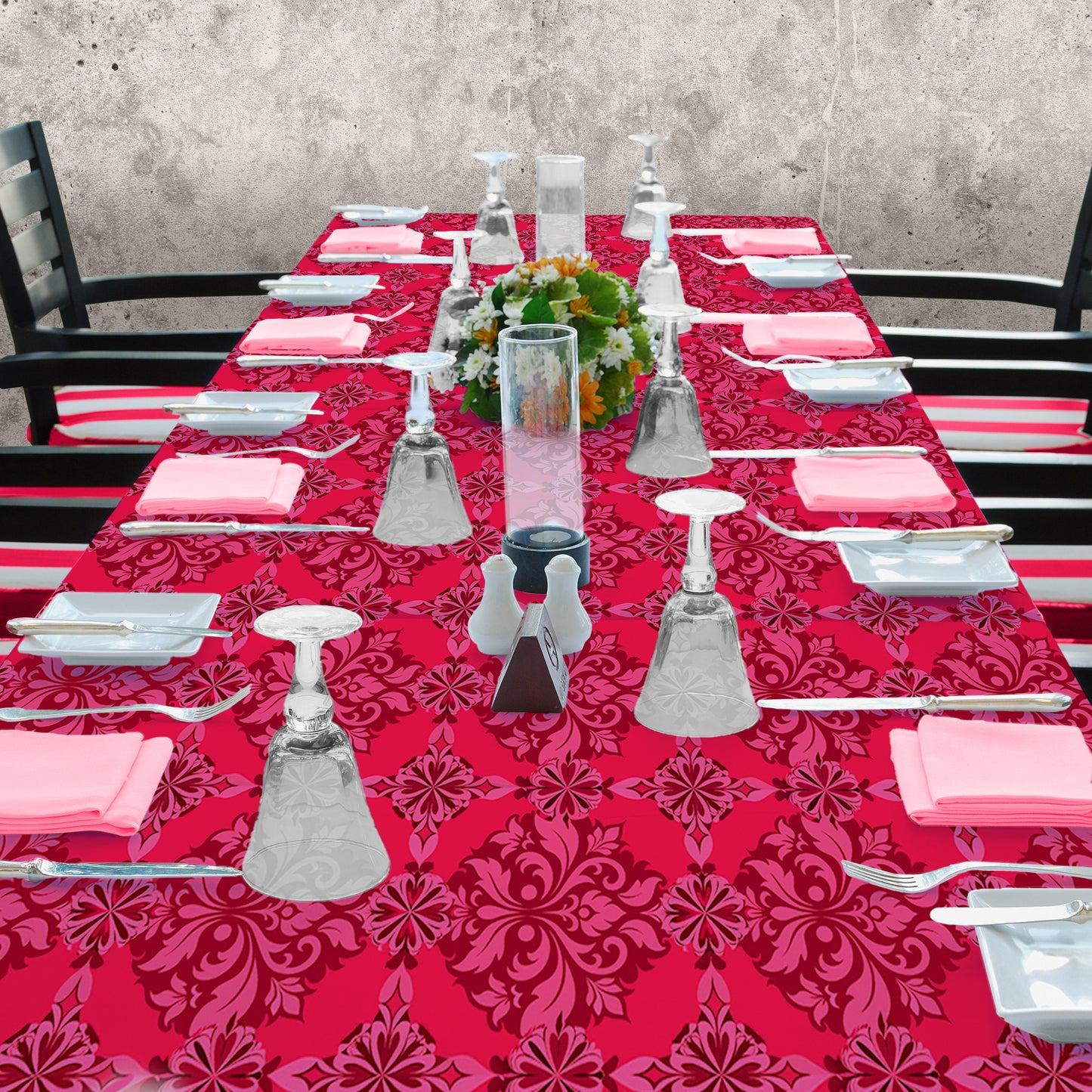 Cherry Pink Swirl Design 3m Rectangle Tablecloth
