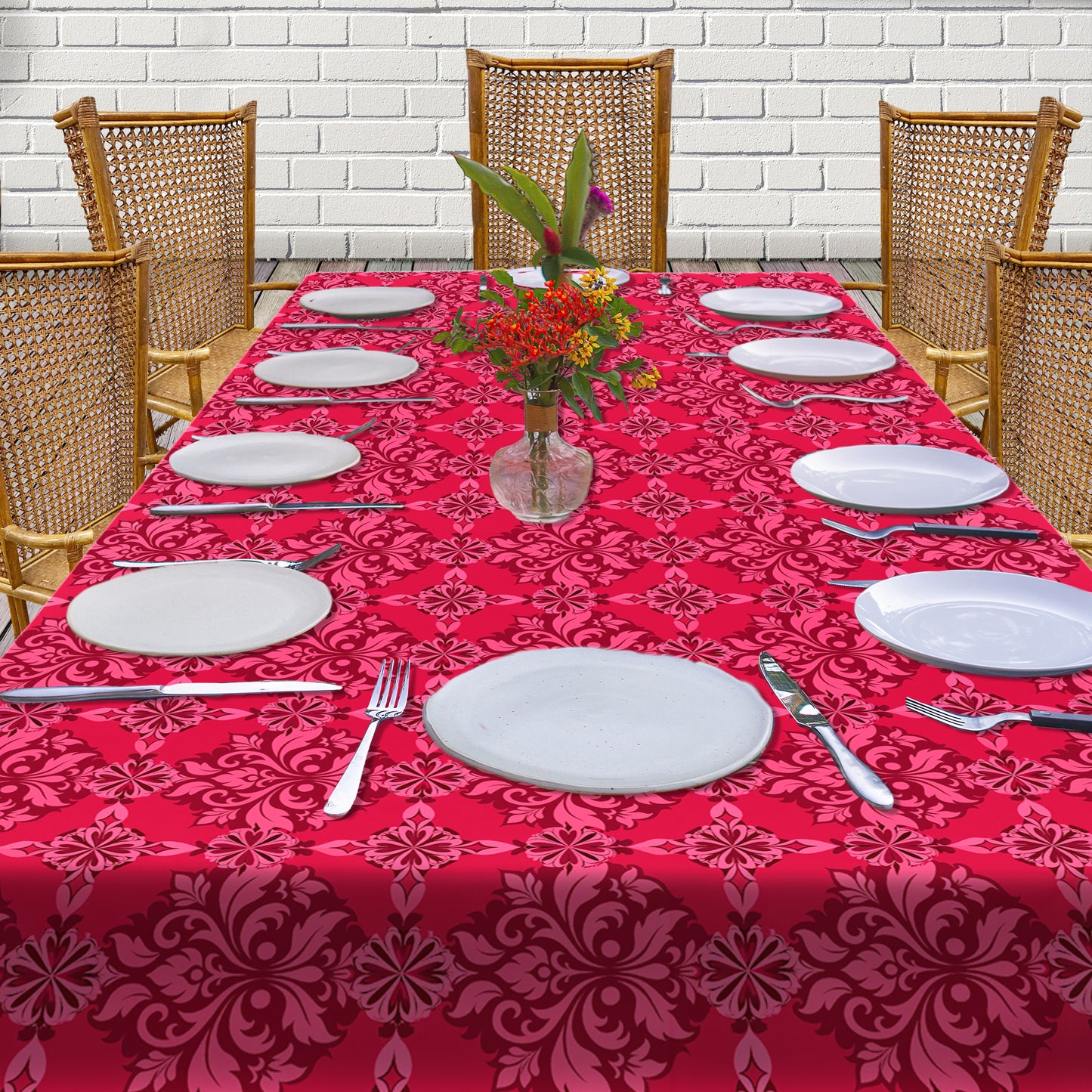 Cherry Pink Swirl Design 3m Rectangle Tablecloth