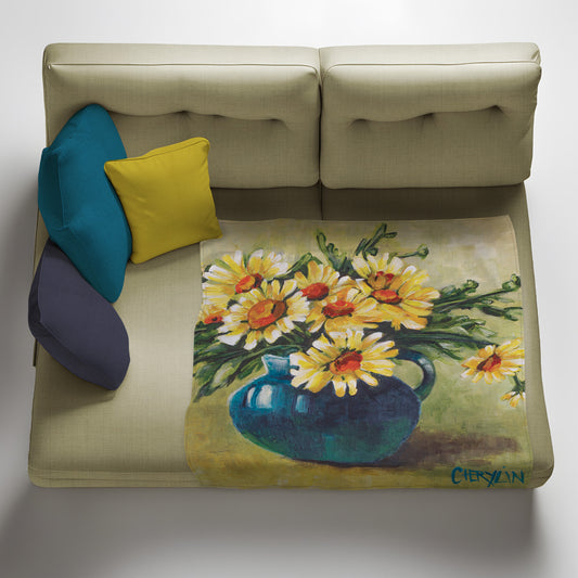 Summer Daisies Light Weight Fleece Blanket by Cherylin Louw