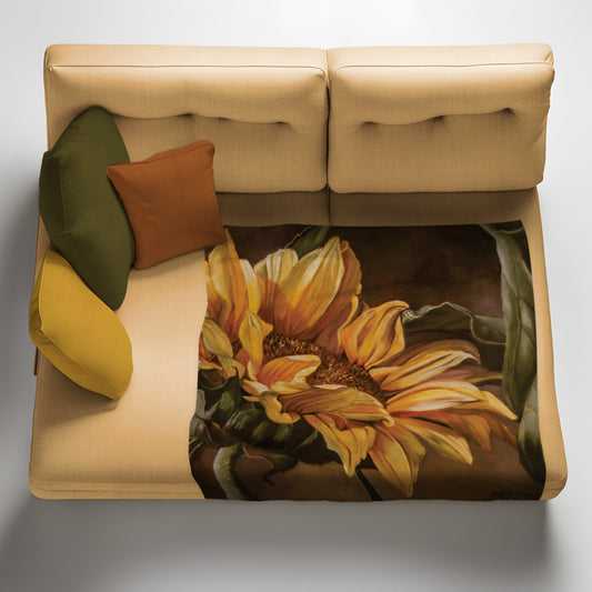 Sunflower Light Weight Fleece Blanket by Cherylin Louw