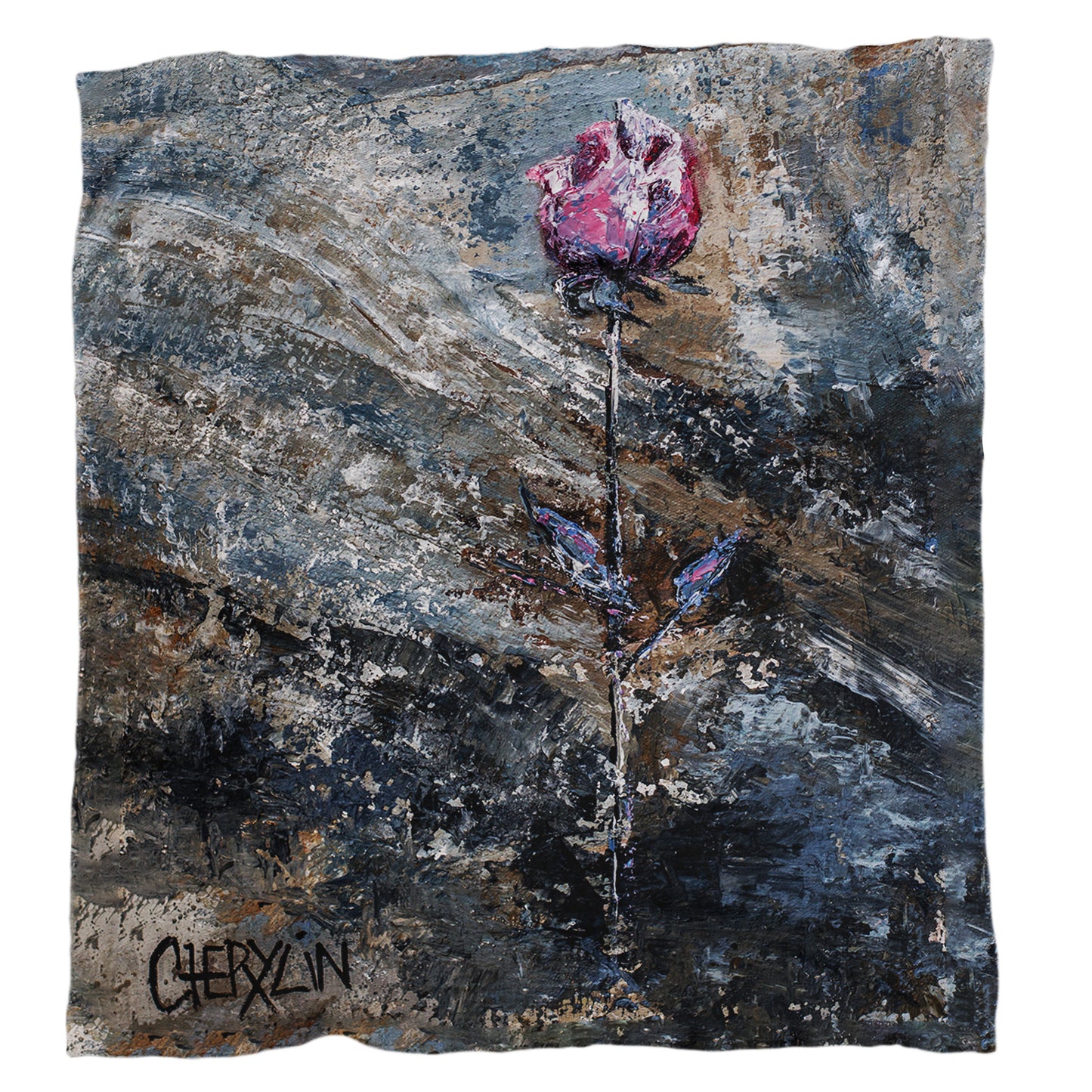 Single Rose Light Weight Fleece Blanket By Cherylin Louw