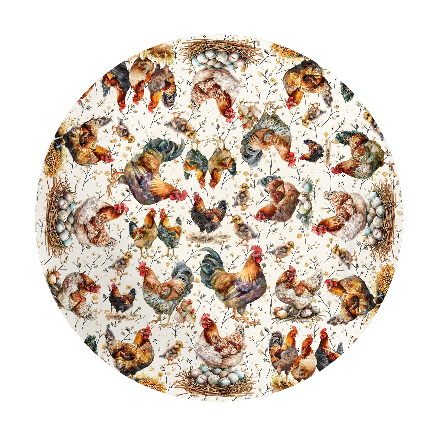 Chicken Family Round Tablecloth by Mark van Vuuren