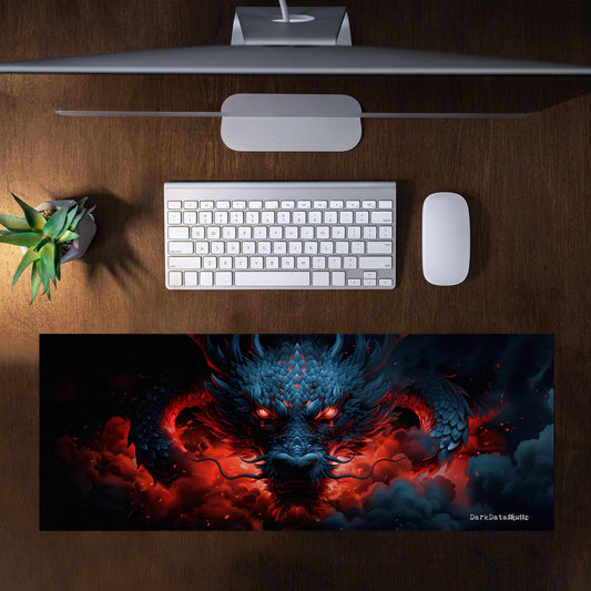 Chinese Dragon Smoke Large Desk Pad by Wikus Schalkwyk