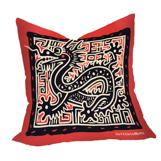Chinese Black and Red Dragon Square Luxury Scatter By Wikus Schalkwyk