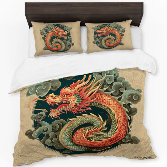 Chinese Dragon in Smoke by Wikus Schalkwyk Duvet Cover Set