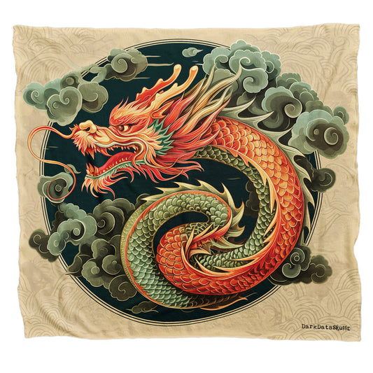 Chinese Dragon in Smoke Light Weight Fleece Blanket by Wikus Schalkwyk