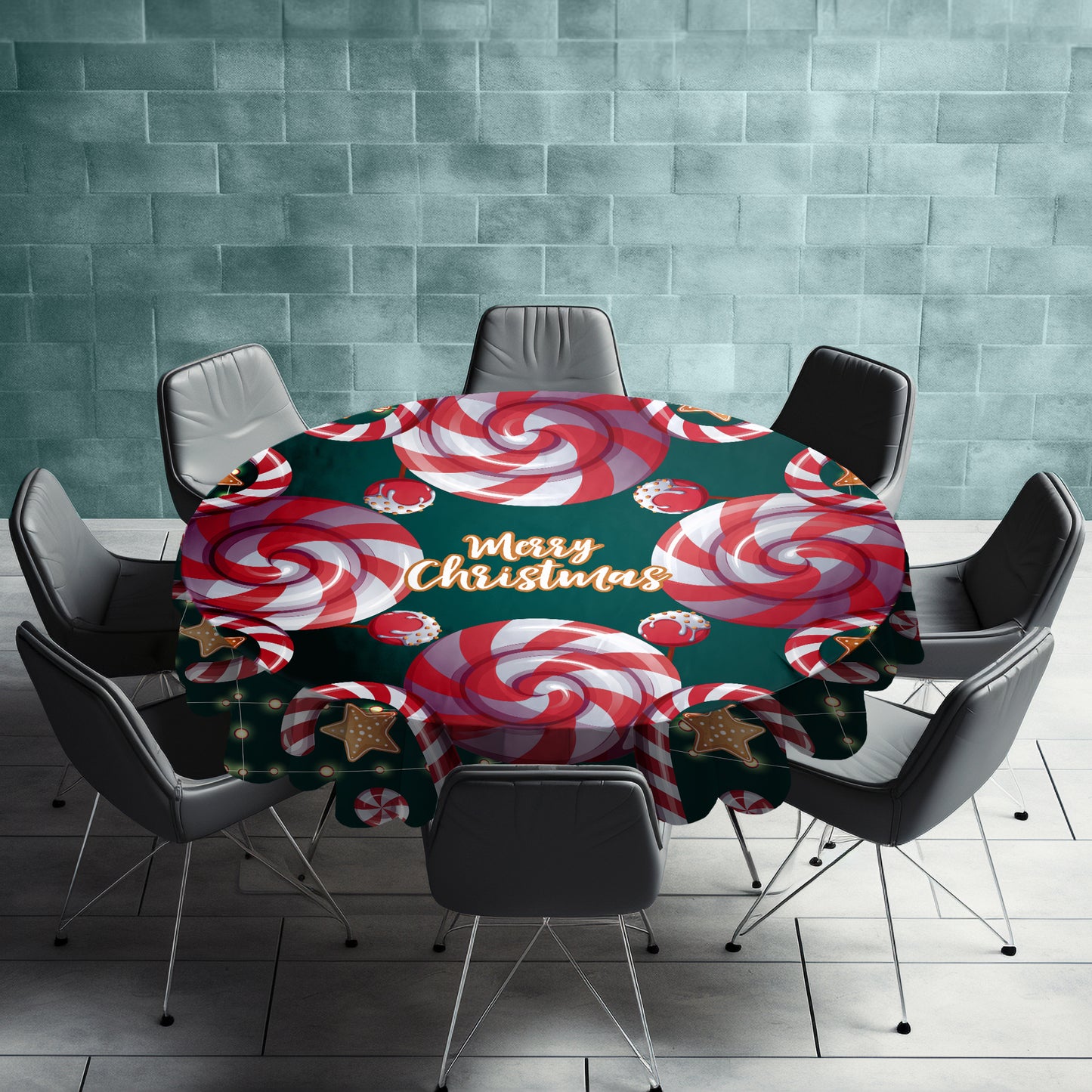 Christmas Candy Round Tablecloth
