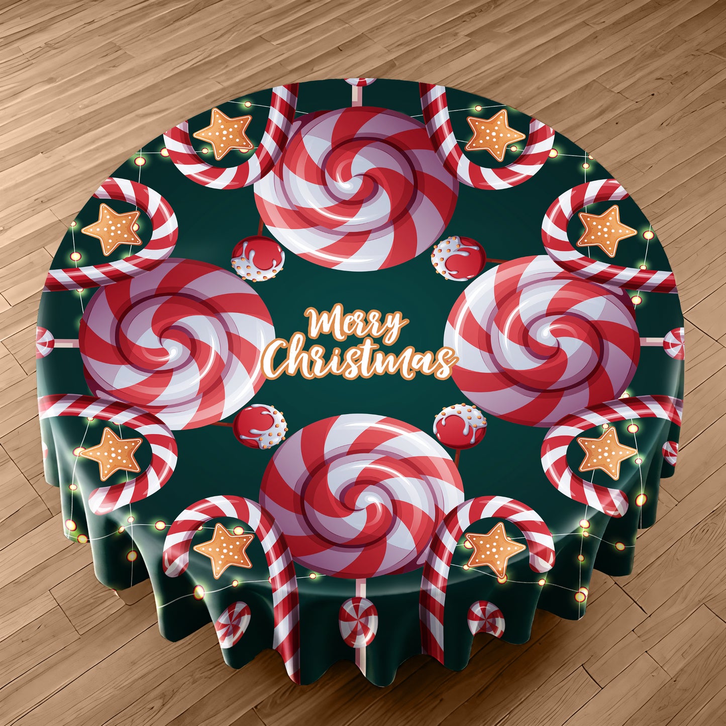 Christmas Candy Round Tablecloth