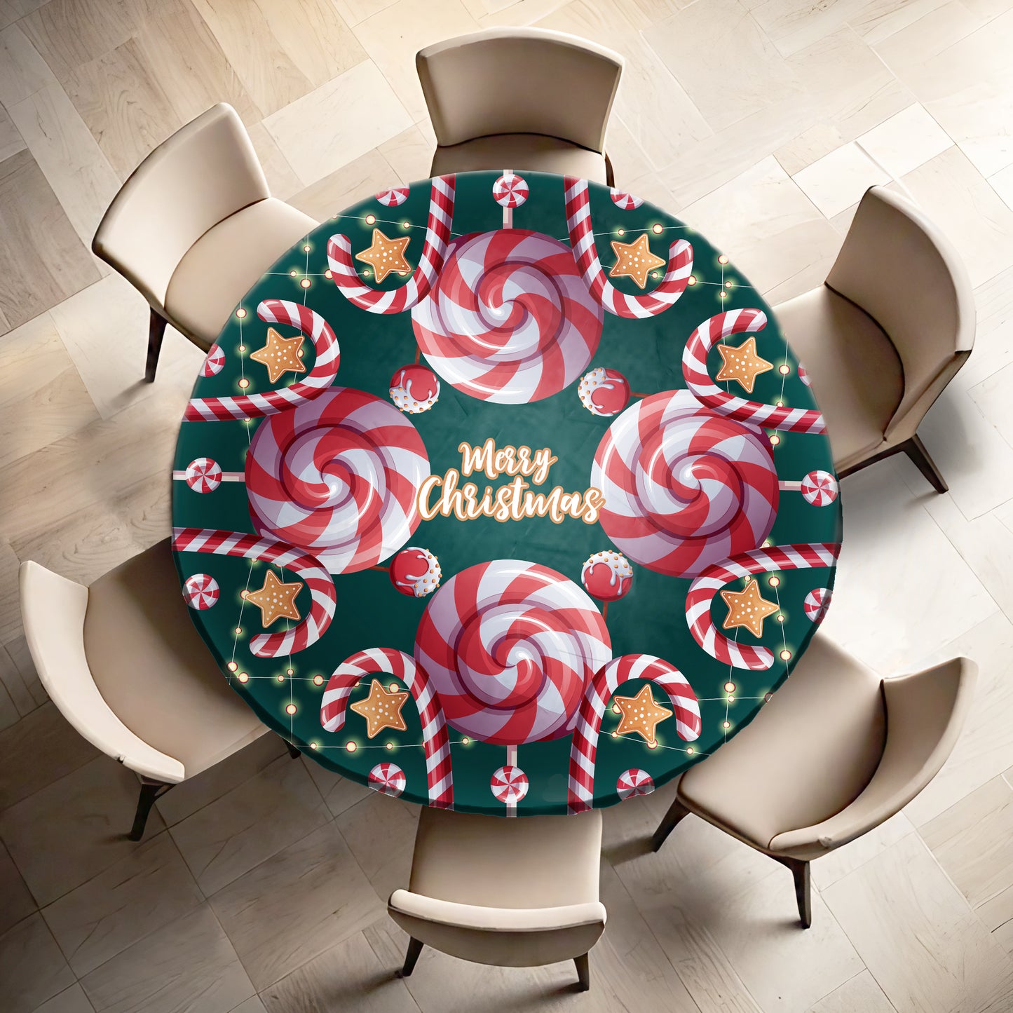 Christmas Candy Round Tablecloth
