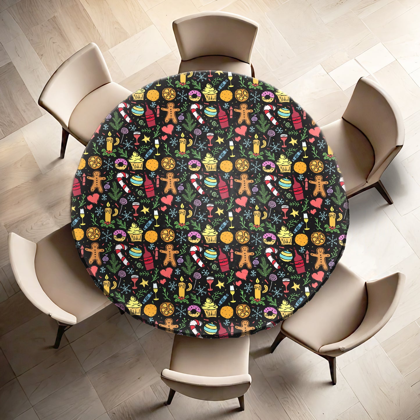 Christmas Lollie Christmas Round Tablecloth