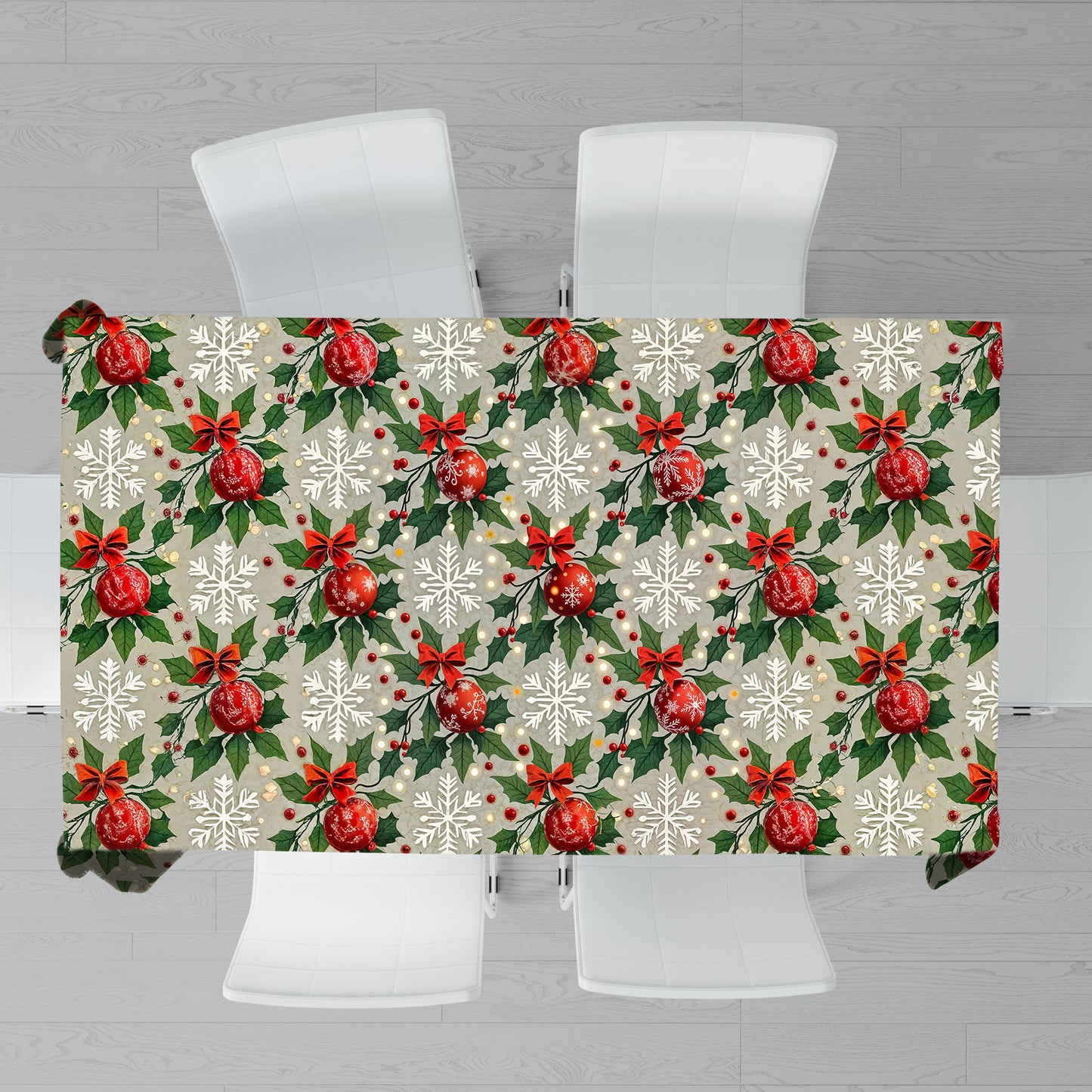 Christmas Decoration Globes Rectangle Tablecloth