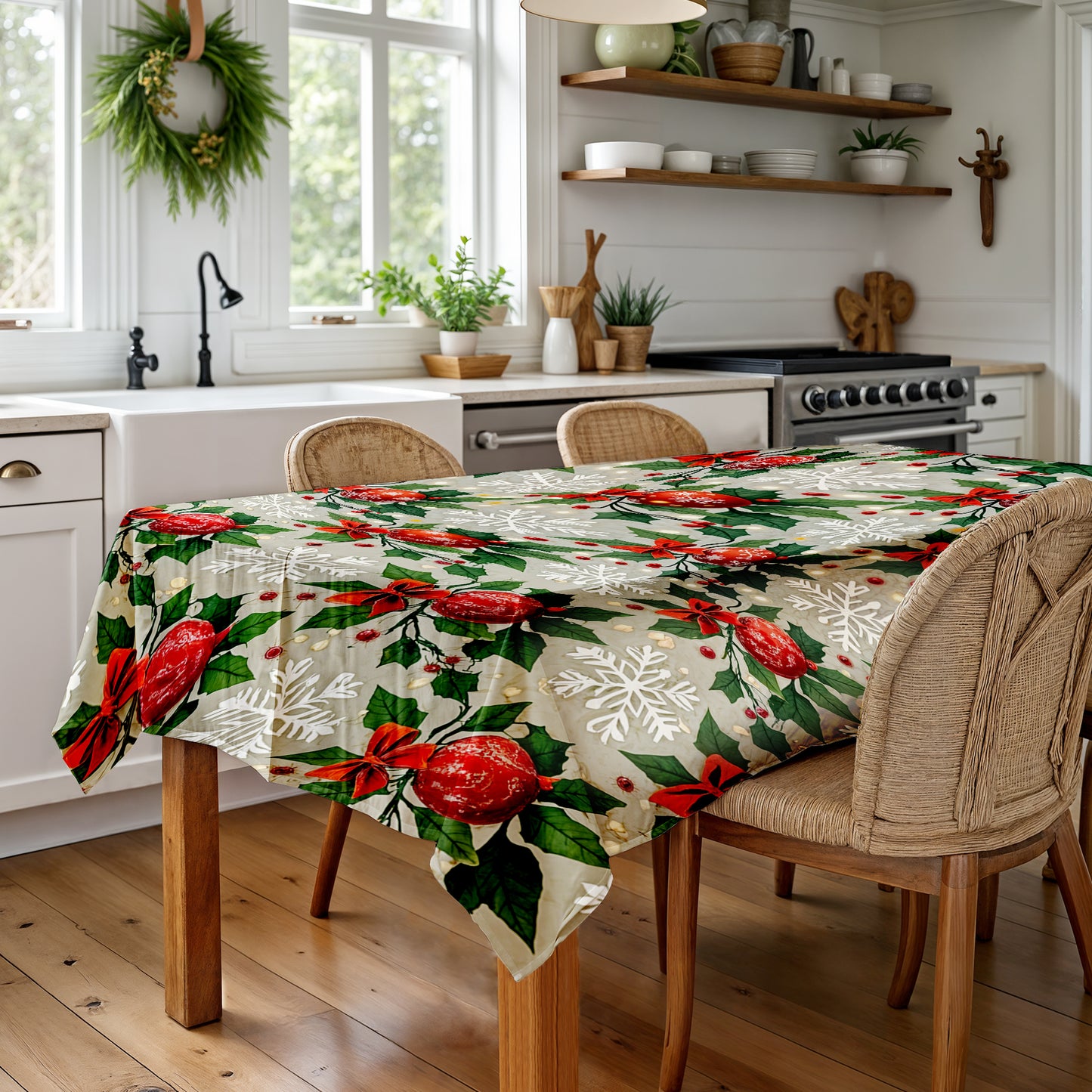 Christmas Decoration Globes Rectangle Tablecloth