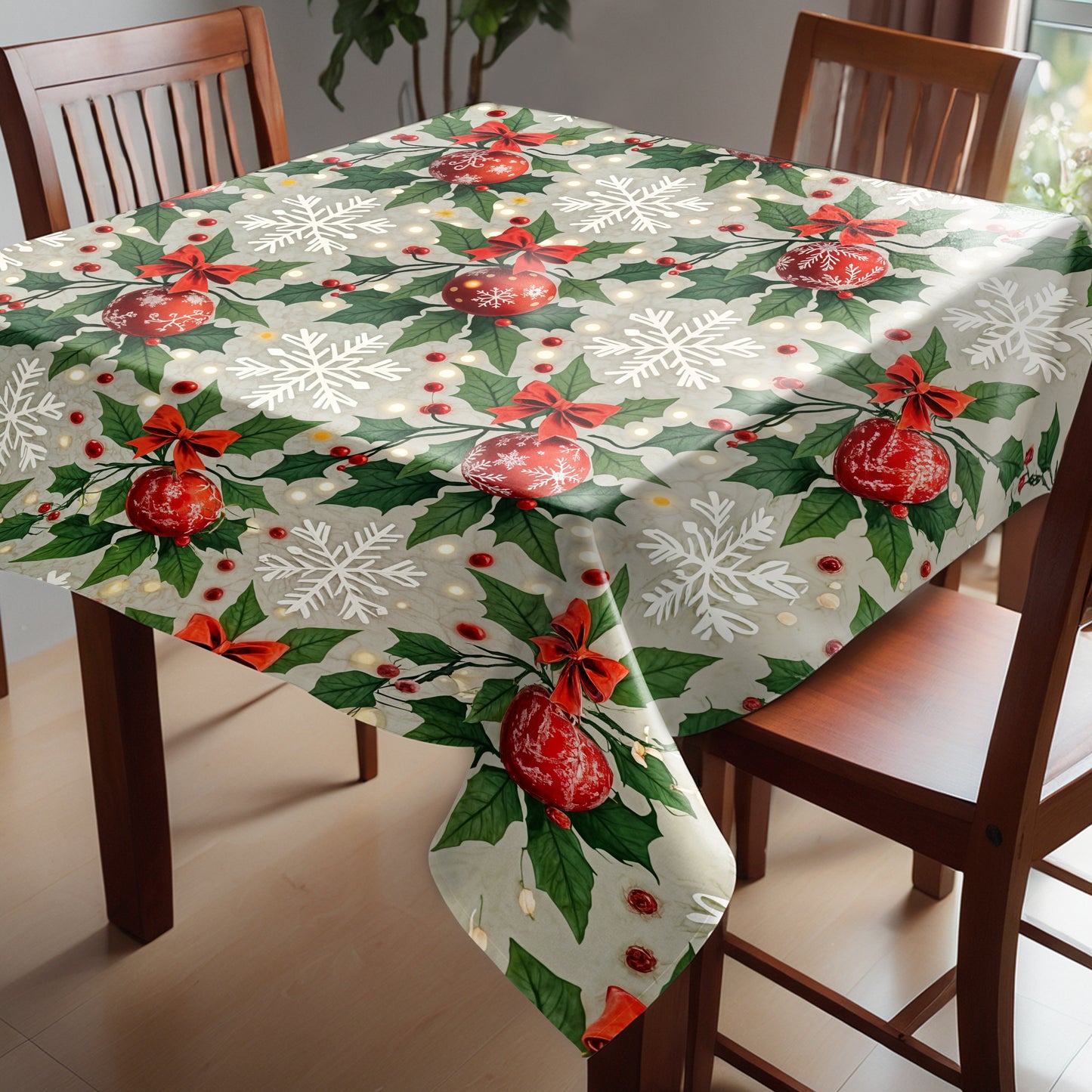 Christmas Decoration Globes Square Tablecloth