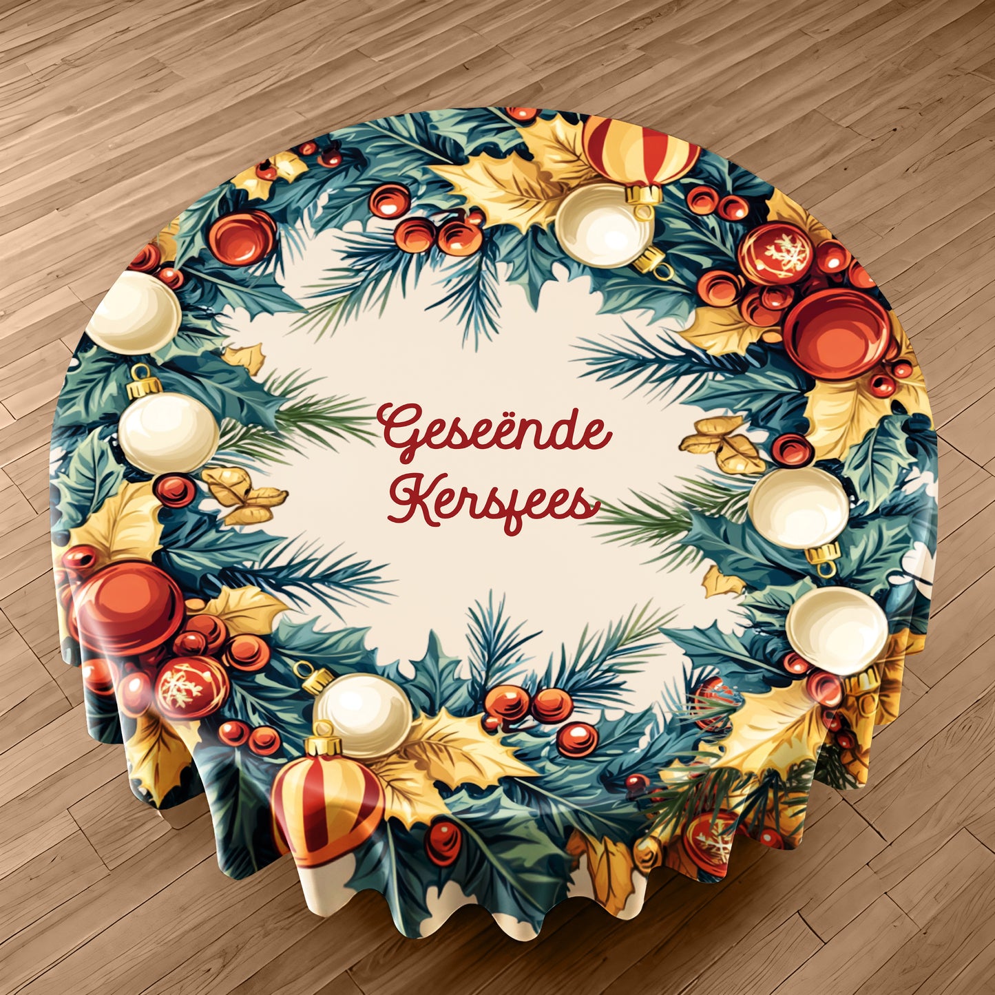 Christmas Holly Round Tablecloth