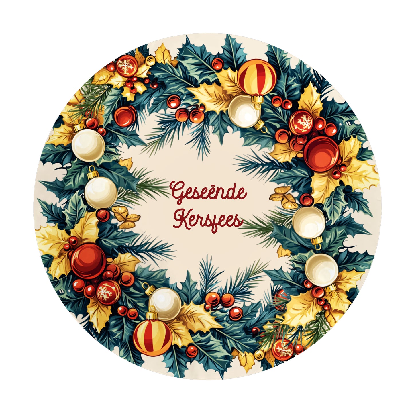 Christmas Holly Round Tablecloth