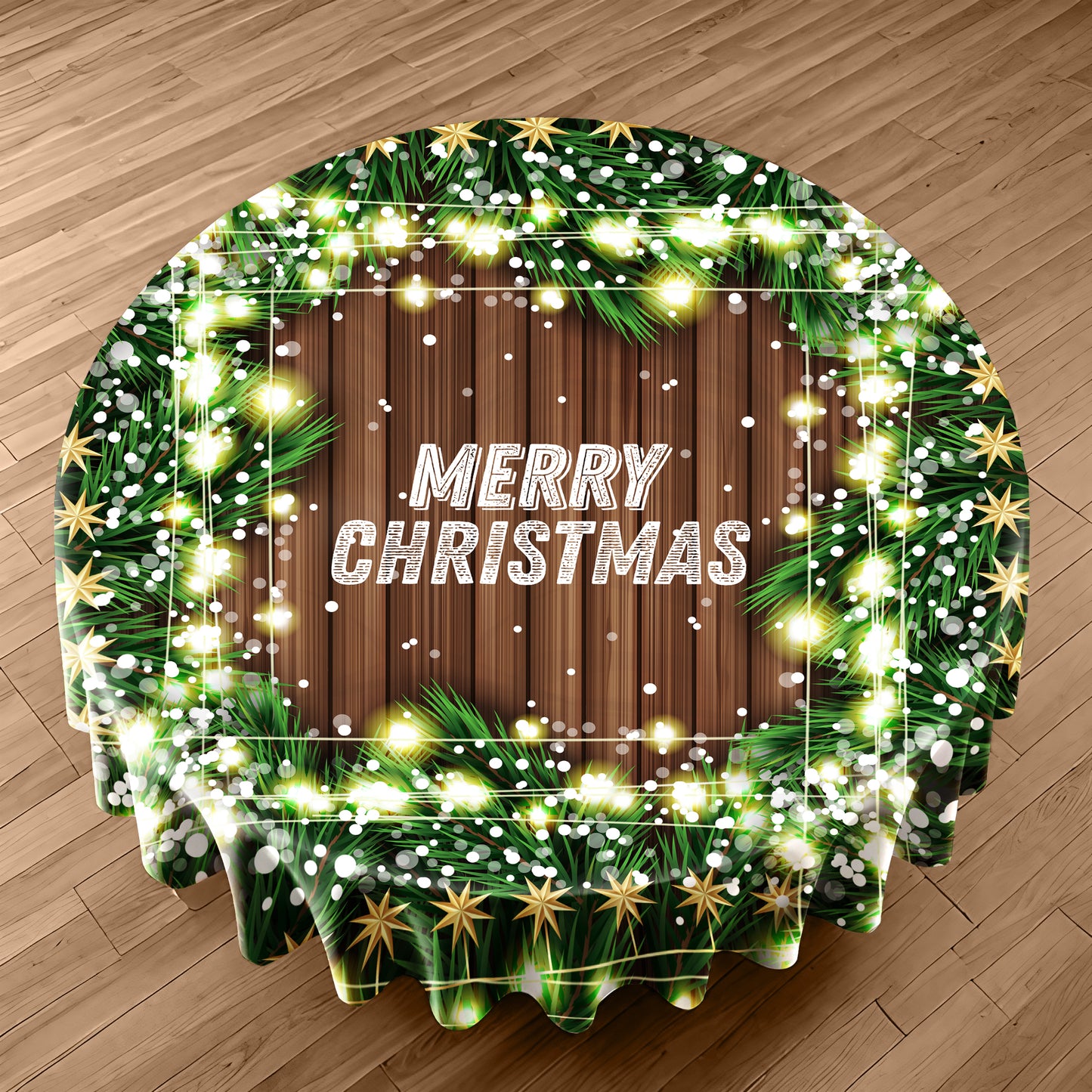 Christmas Lights Round Tablecloth