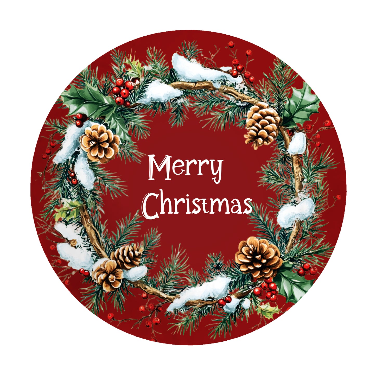 Christmas Pine Cones Round Tablecloth