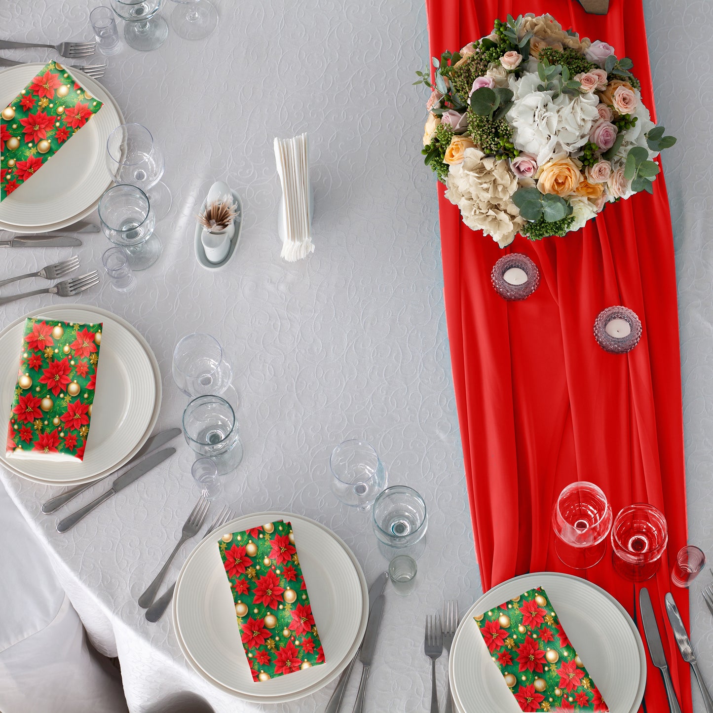 Christmas Poinsettia Decoration Napkins