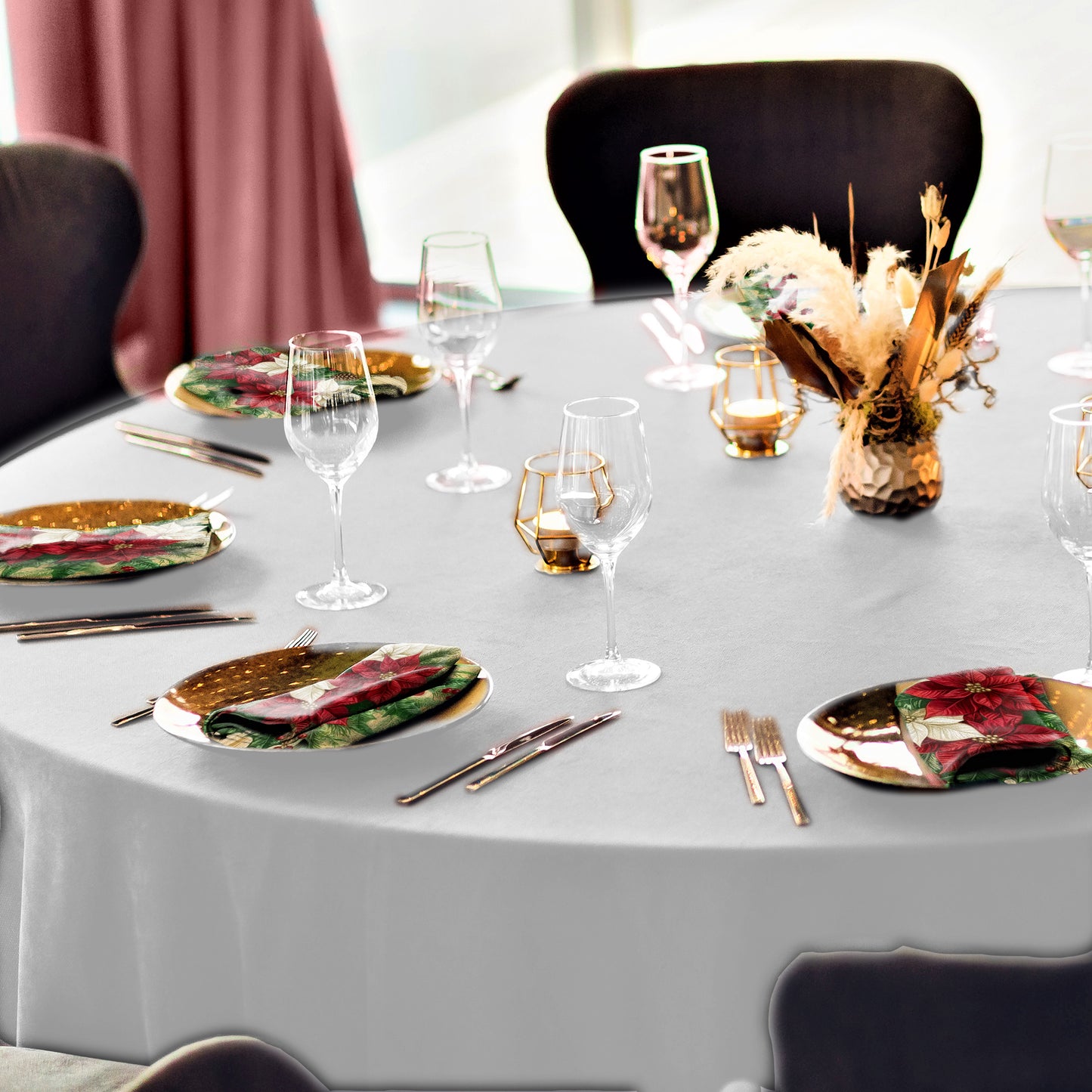 Christmas Festive Poinsettias Napkins