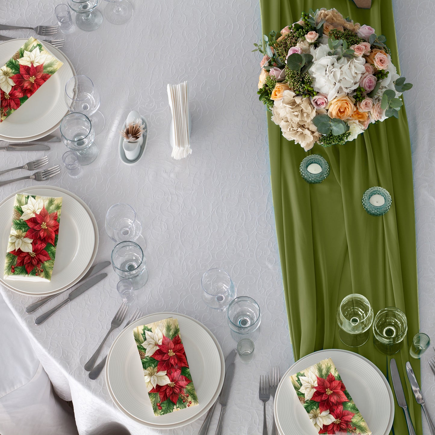 Christmas Festive Poinsettias Napkins