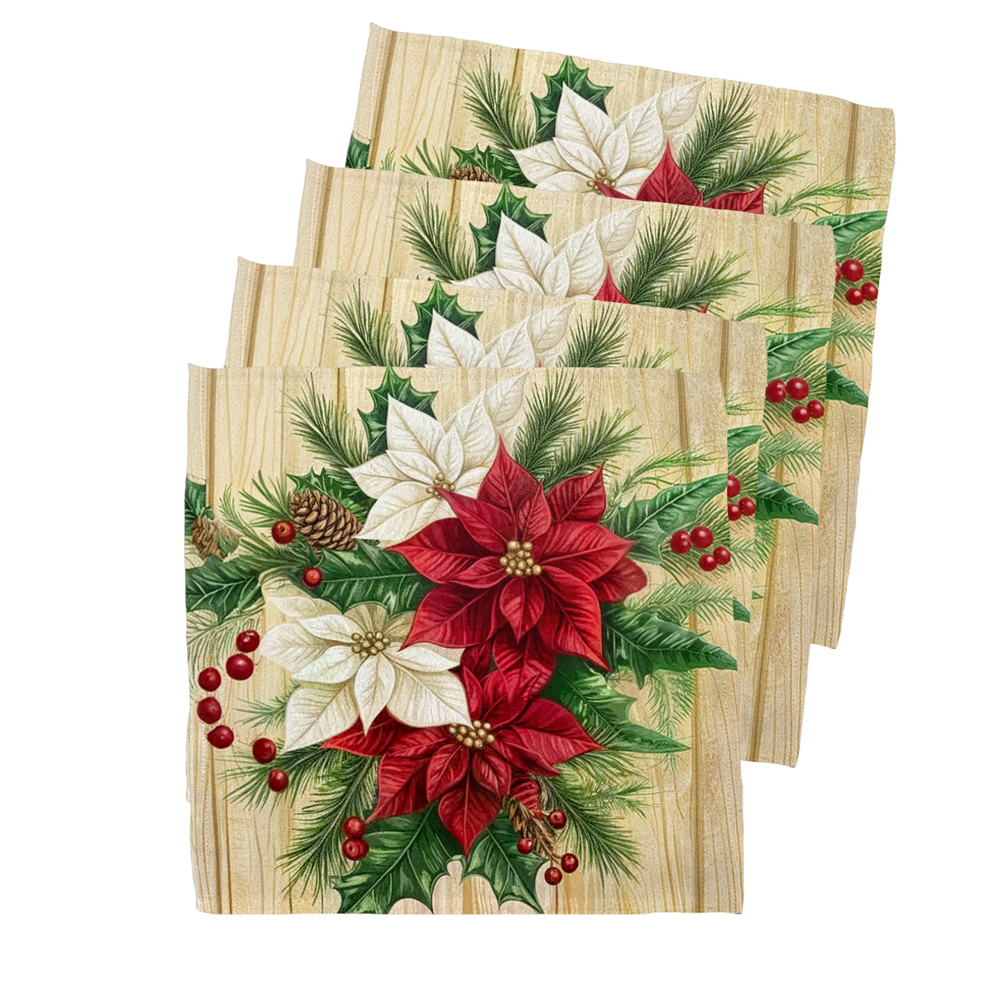 Christmas Festive Poinsettias Napkins