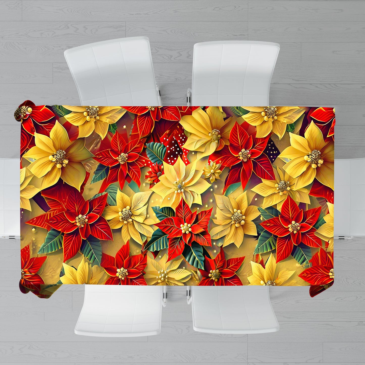 Christmas Pointsettias Rectangle Tablecloth