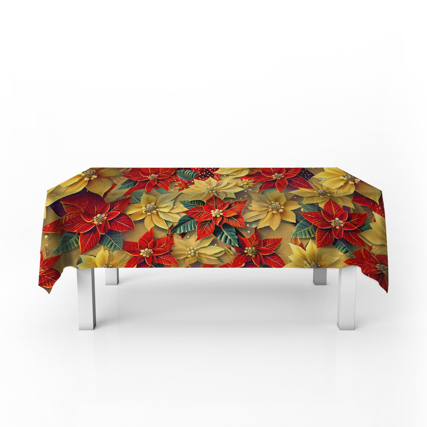 Christmas Pointsettias Rectangle Tablecloth