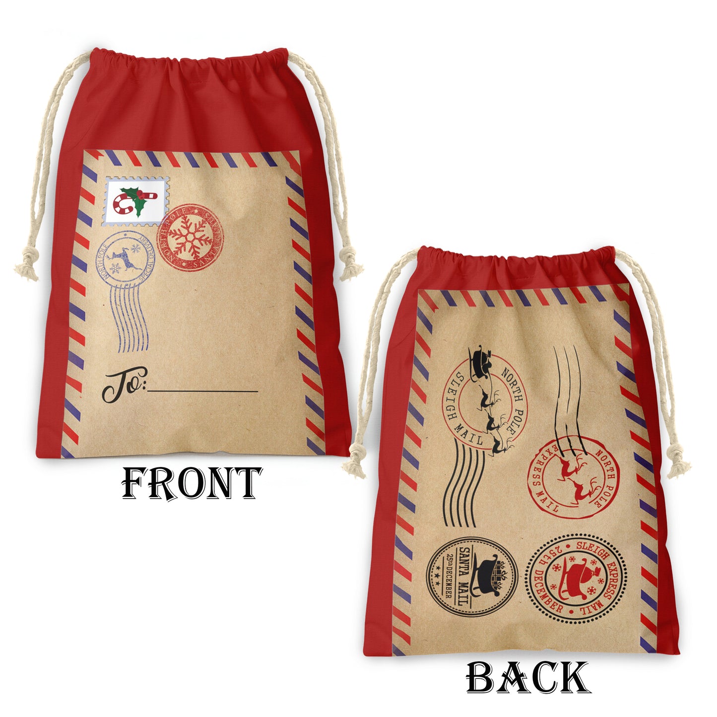Christmas Postcard Gift Sack