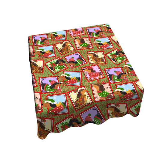 Christmas Puppy Square Tablecloth