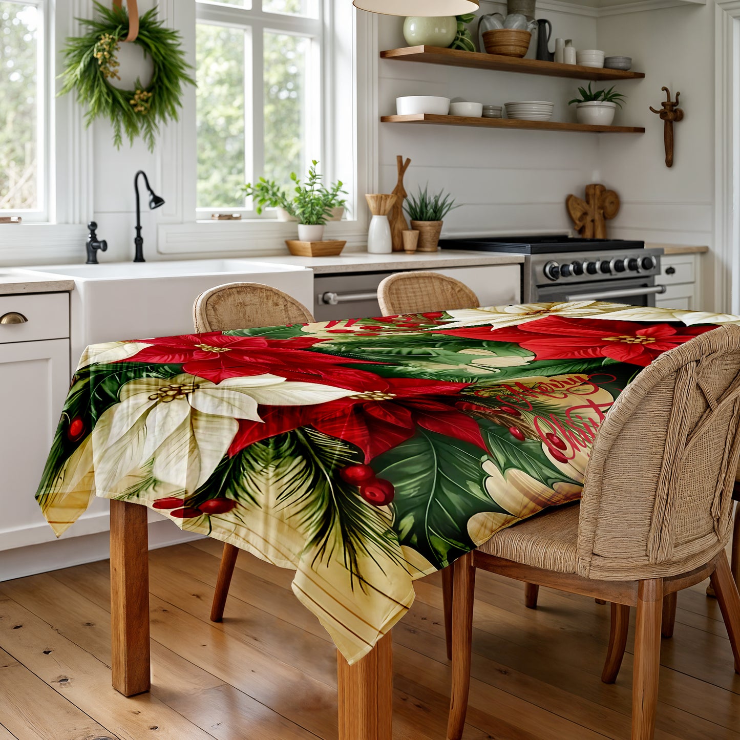 Christmas Radiant Blooms Rectangle Tablecloth