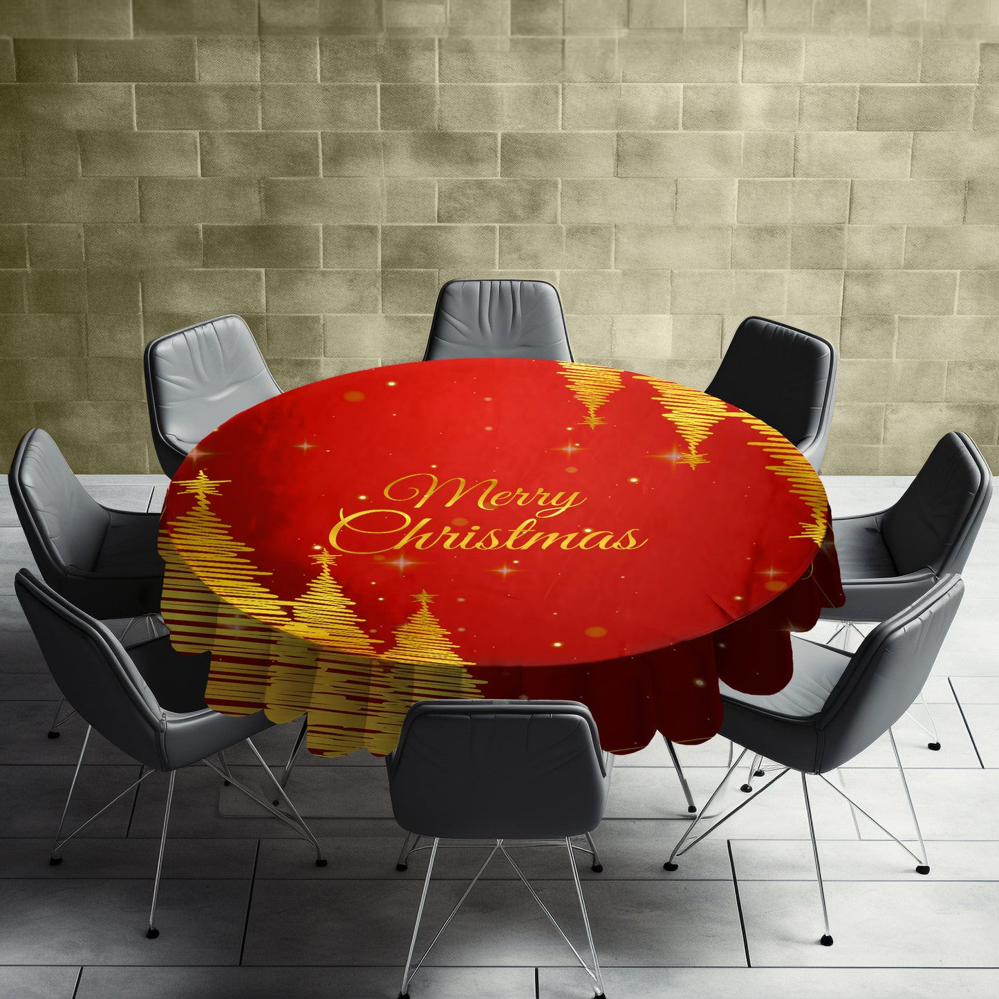 Christmas Tree Round Tablecloth