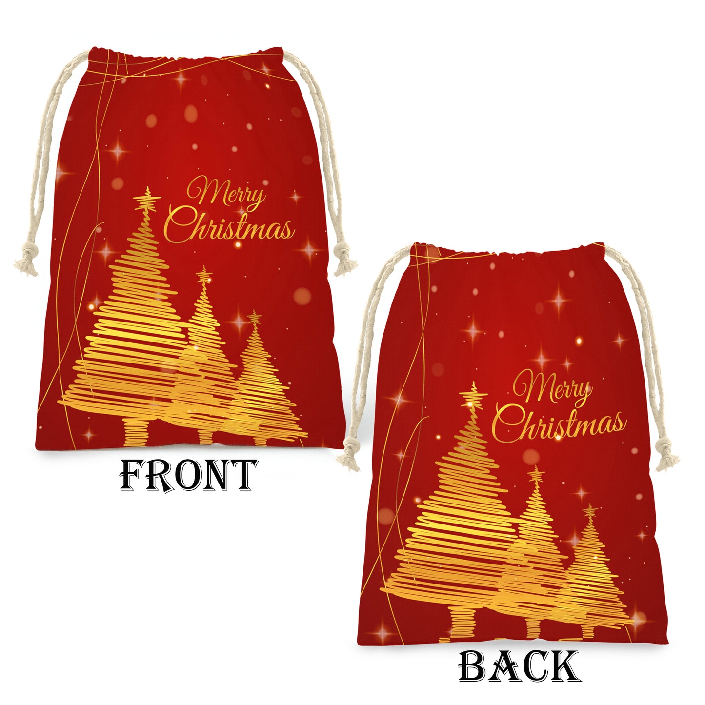 Christmas Tree on Red Gift Bag (Set of 3)