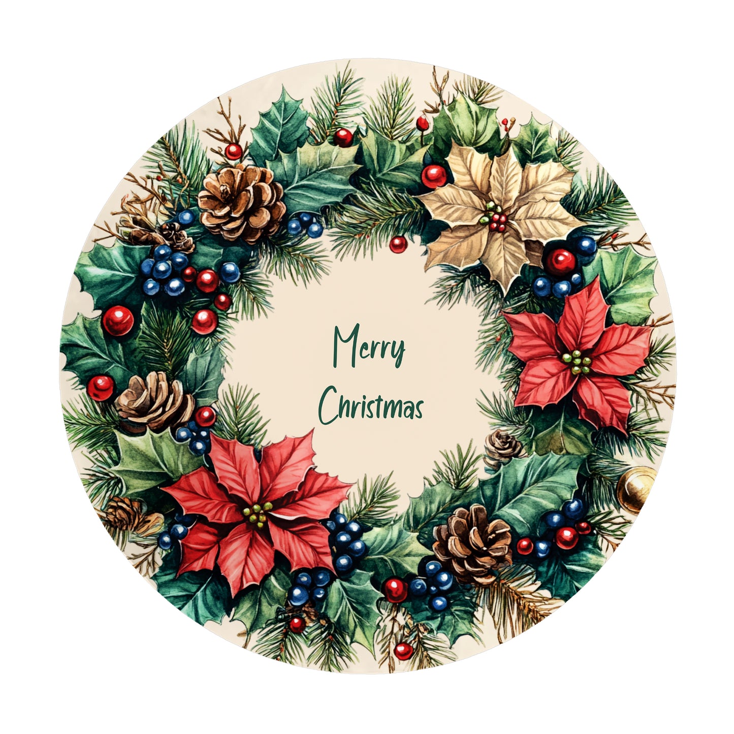Christmas Wreath Round Tablecloth