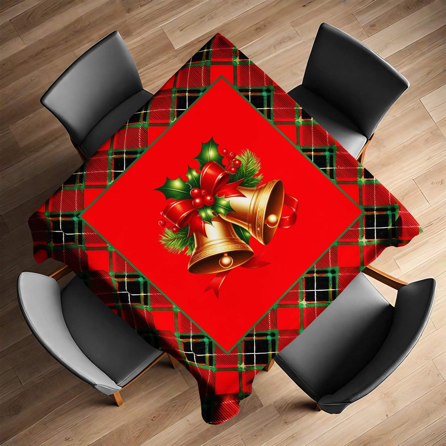 Christmas lumberjack Plated Pattern Bells Square Tablecloth