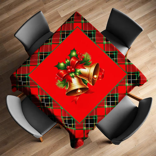 Christmas lumberjack Plated Pattern Bells Square Tablecloth
