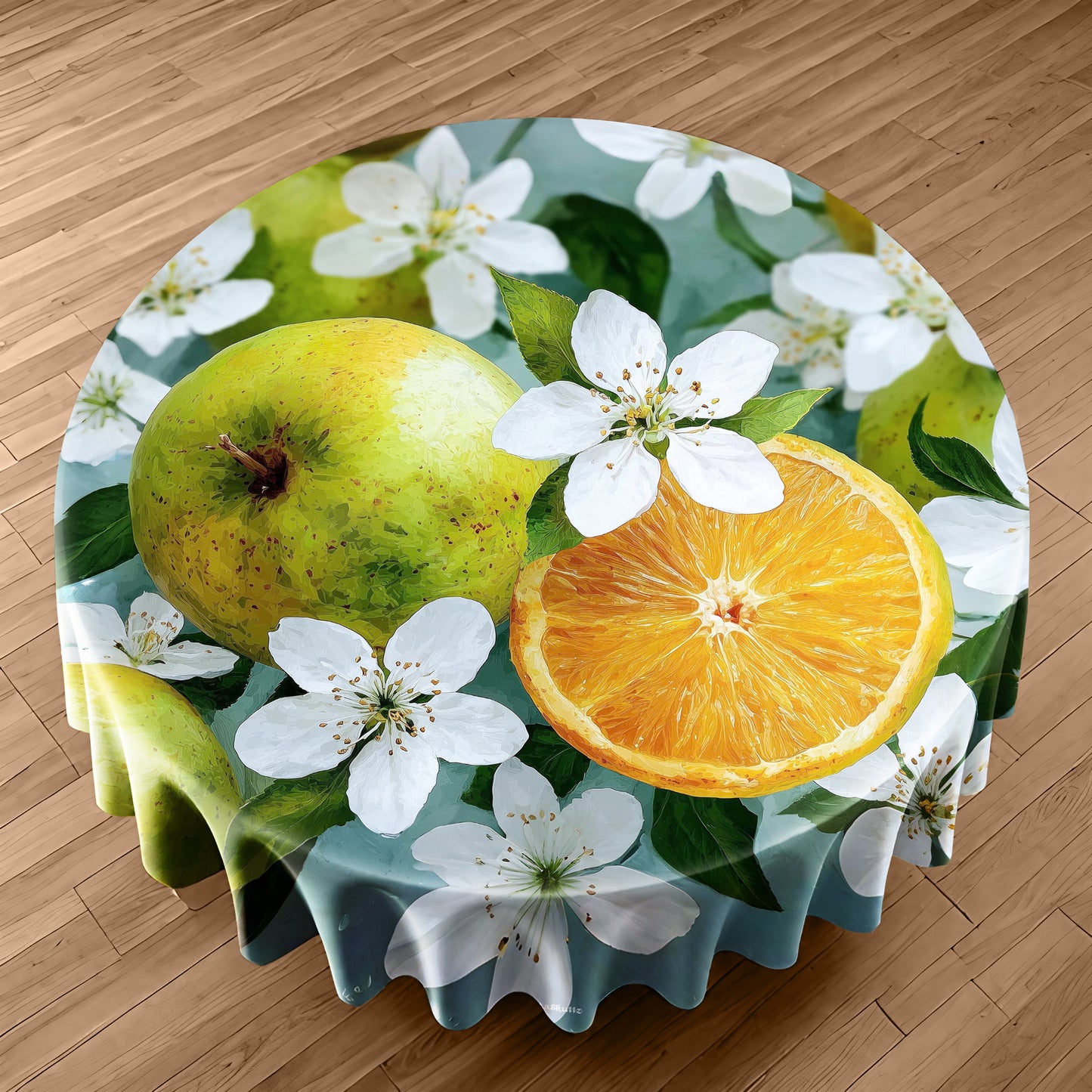 Citrus Bloom Burst Round Tablecloth by Wikus Schalkwyk