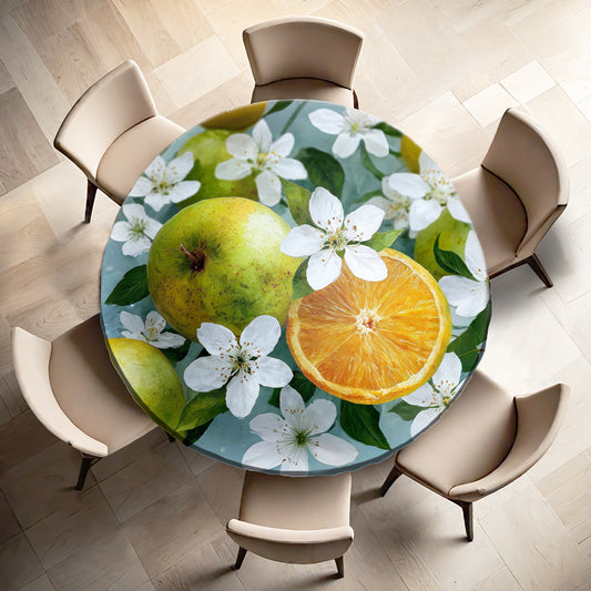Citrus Bloom Burst Round Tablecloth by Wikus Schalkwyk