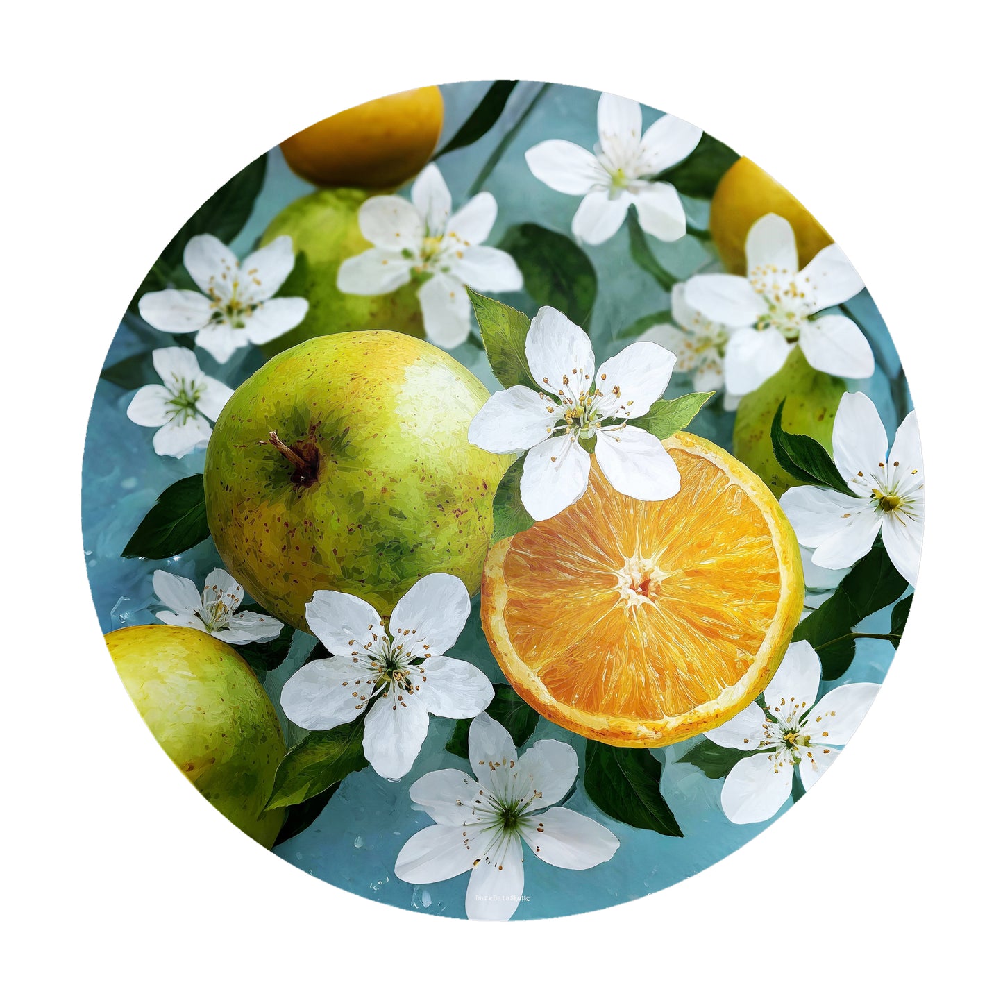 Citrus Bloom Burst Round Tablecloth by Wikus Schalkwyk