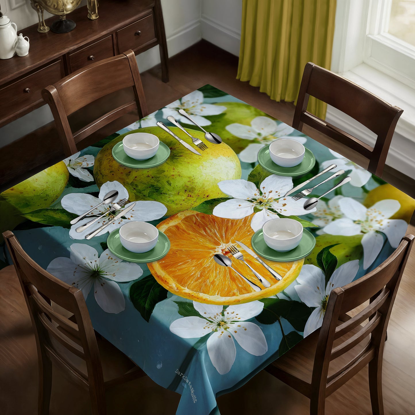 Citrus Bloom Burst Square Tablecloth by Wikus Schalkwyk
