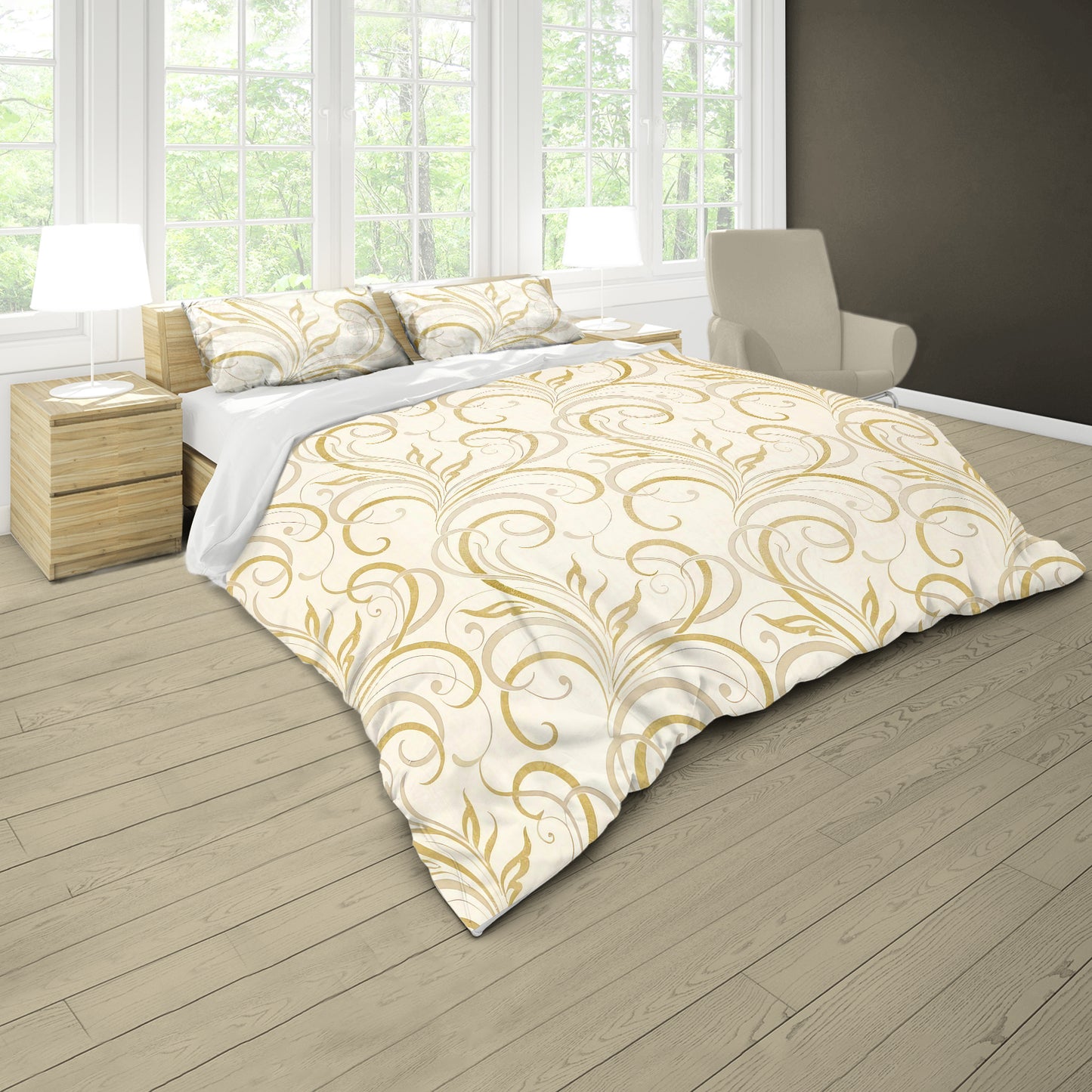 Classic Cream Pattern Duvet Cover Set