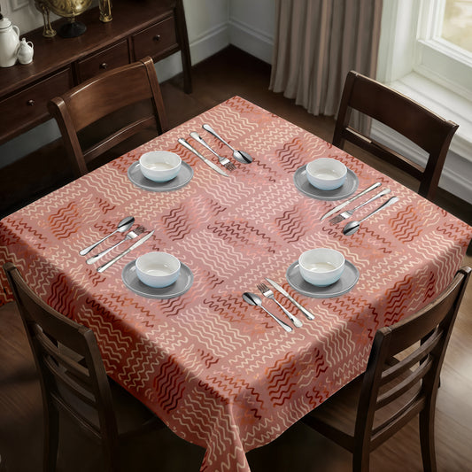 Classic Pattern on Deep Peach Square Tablecloth