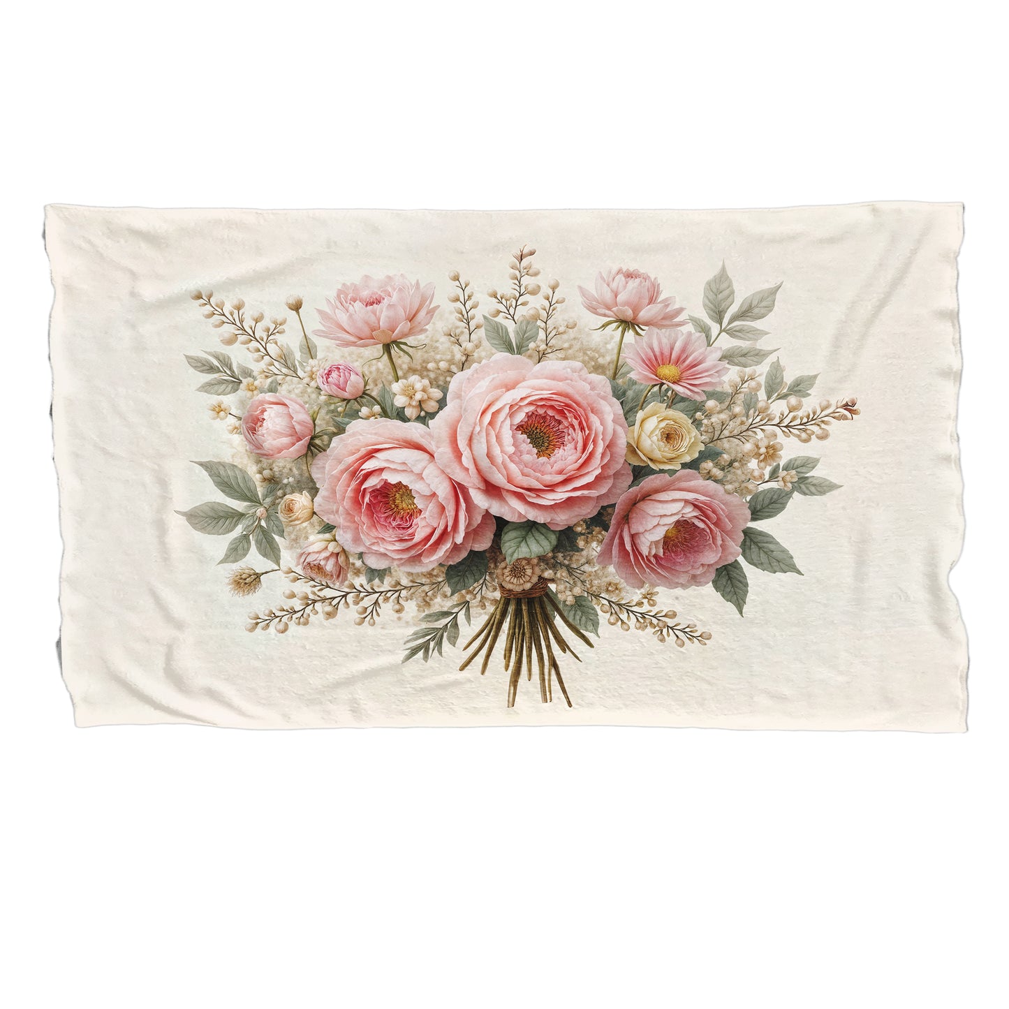 Classic Rich Cream Peony Bed Throw