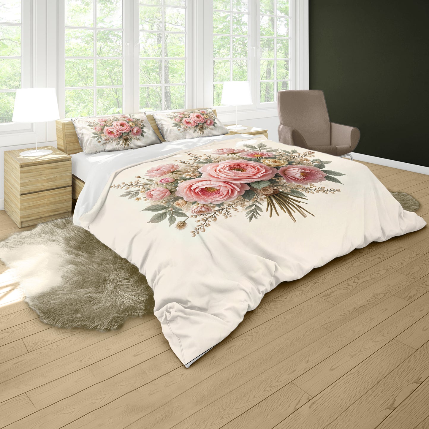 Classic Rich Cream Peony Duvet Cover Set