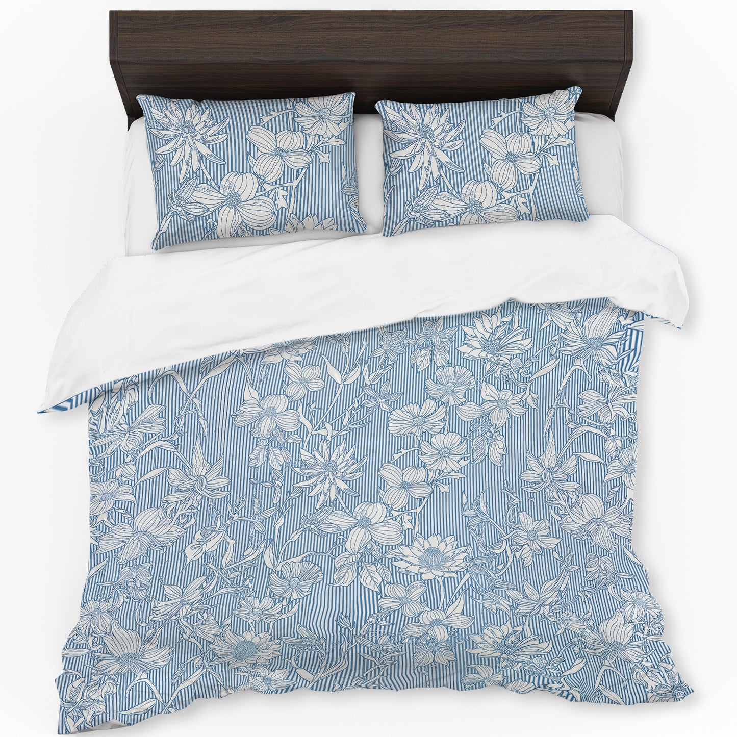 Classic White on Pale Blue Duvet Cover Set