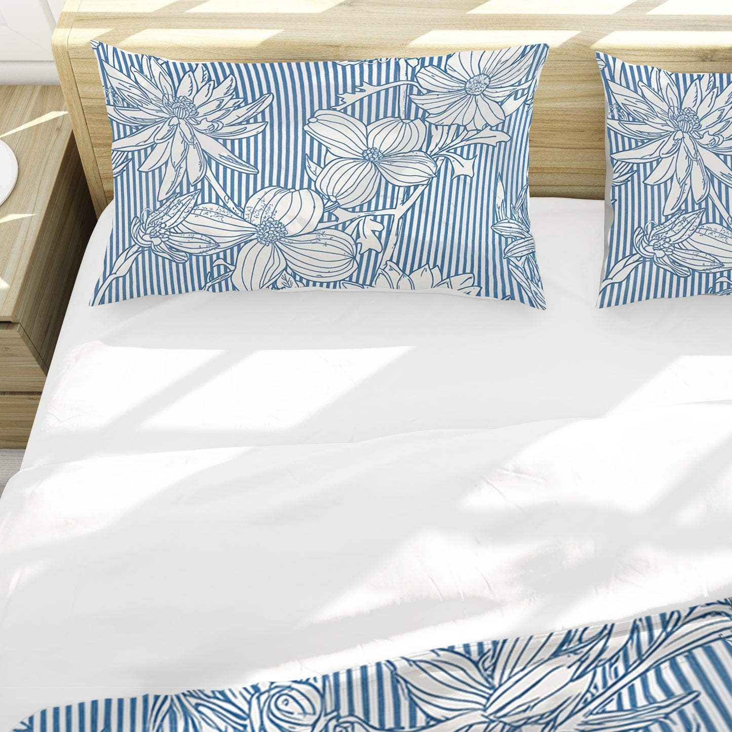 Classic White on Pale Blue Duvet Cover Set