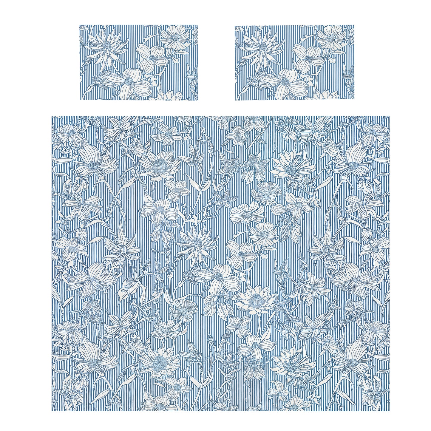 Classic White on Pale Blue Duvet Cover Set