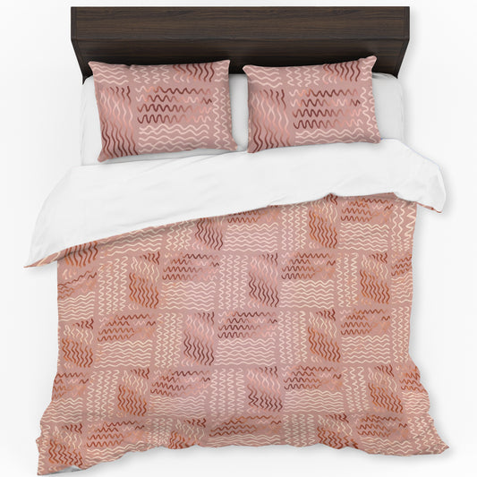Classy Deep Peach Design Duvet Cover Set
