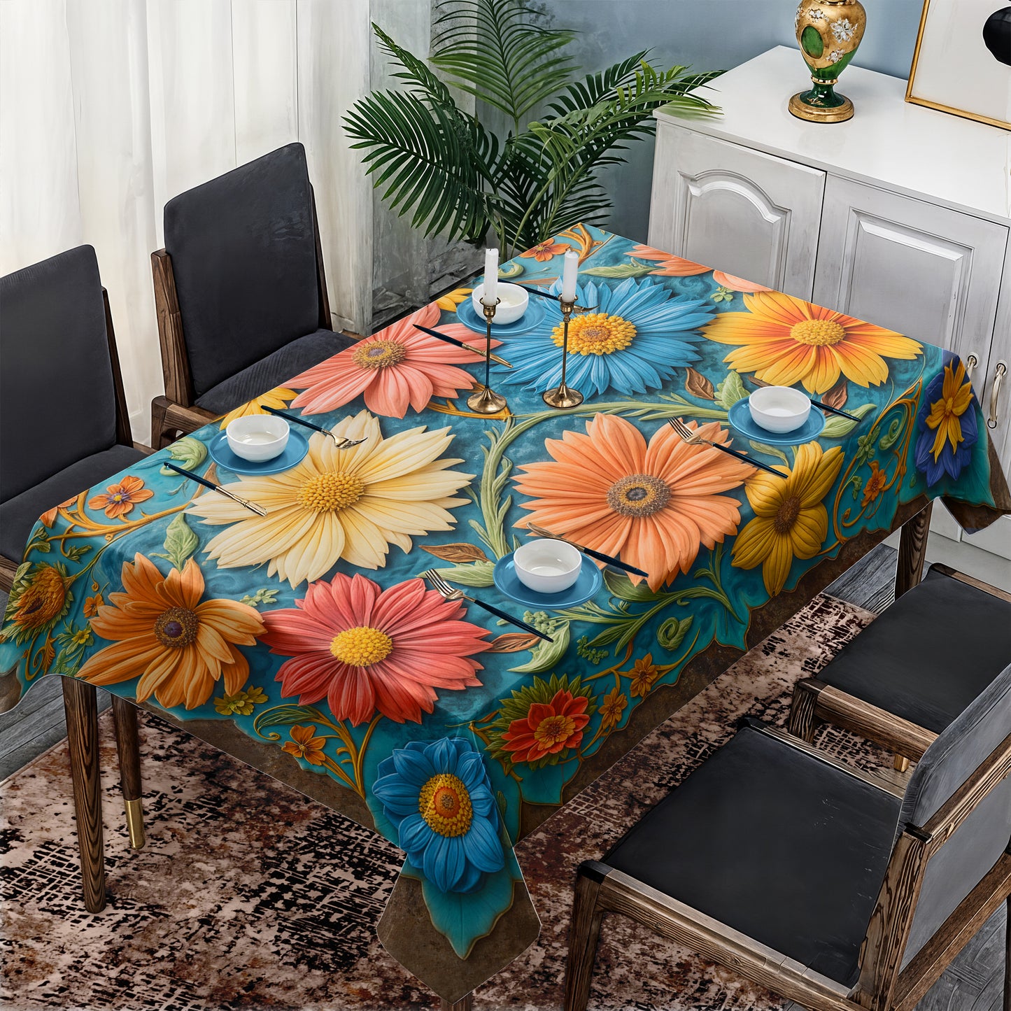 Clay Floral Heirloom Rectangle Tablecloth