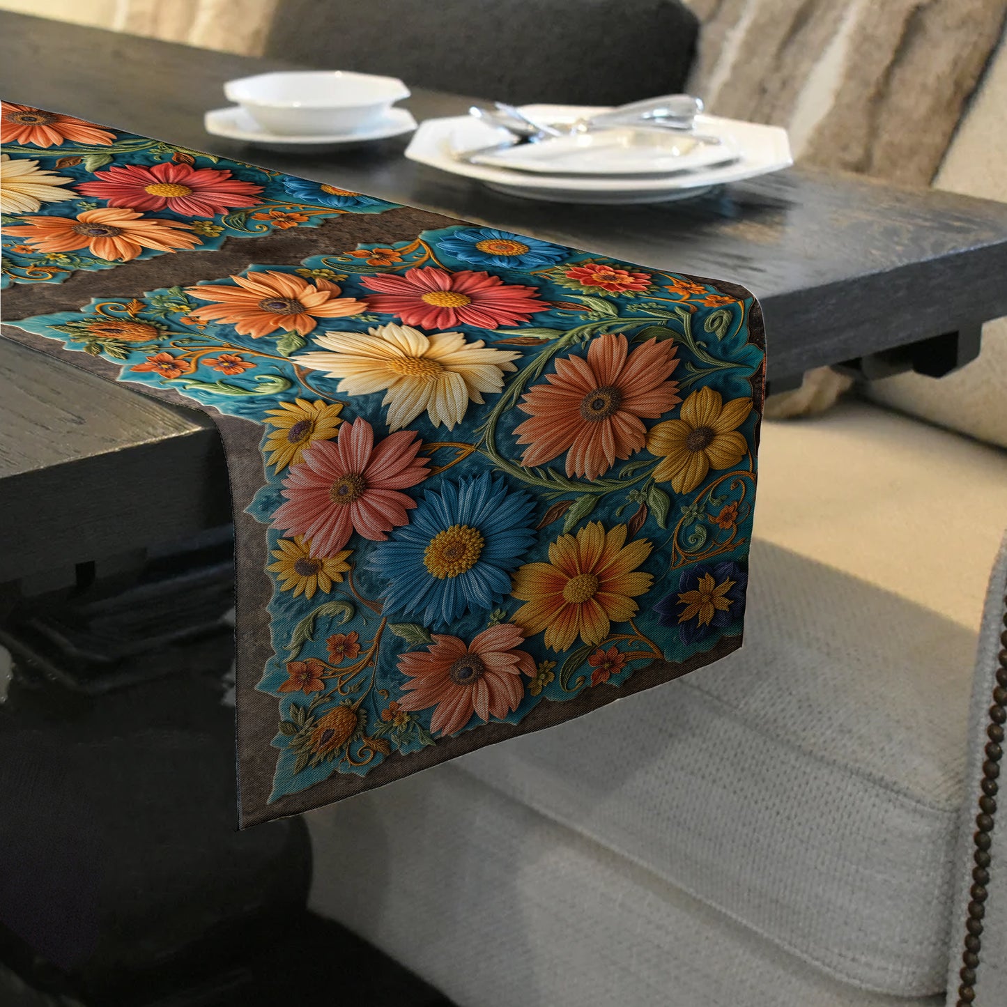 Clay Floral Heirloom Table Runner